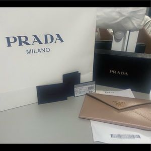 Blush pink Prada card holder